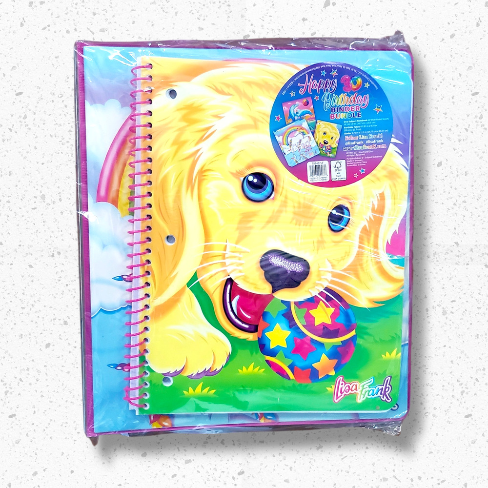 Lisa Frank 30th Birthday School Supply Bundle – Binder, Notebook & Folder